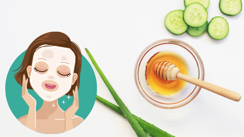 Đắp mặt nạ dưa leo với mật ong hoặc nha đam