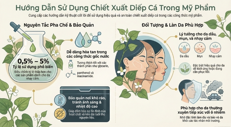 Chiết xuất diếp cá cần được sử dụng đúng cách để phát huy hiệu quả trong mỹ phẩm