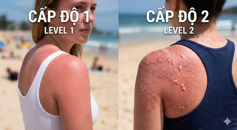 Thời gian phục hồi da cháy nắng phụ thuộc mức độ tổn thương