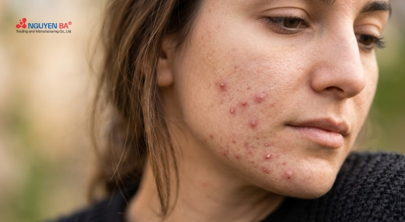 Mụn nội tiết hình thành khi hormone mất cân bằng và tuyến dầu hoạt động quá mức