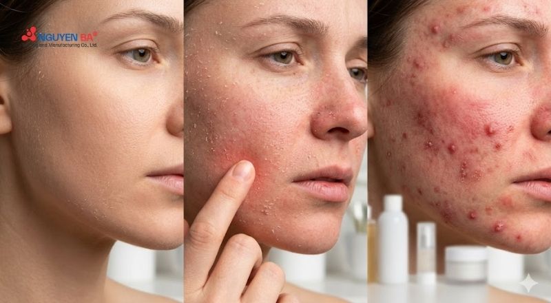 Tổn thương hàng rào da tiến triển dần qua nhiều mức độ khác nhau