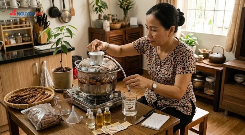 Tự làm tinh dầu quế tại nhà đơn giản nhưng khó đạt chất lượng nguyên chất