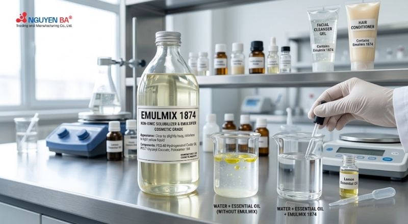 Emulmix 1874 là chất trợ tan dịu nhẹ dùng nhiều trong mỹ phẩm nền nước