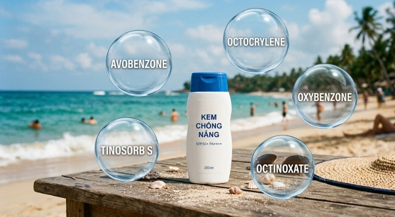 Các màng lọc hóa học phổ biến trong kem chống nắng
