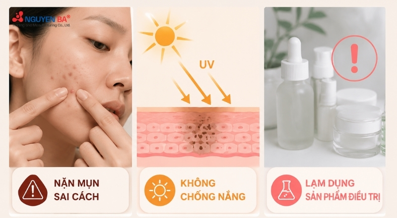 Thâm mụn lâu hết thường bắt nguồn từ những sai lầm trong chăm sóc da