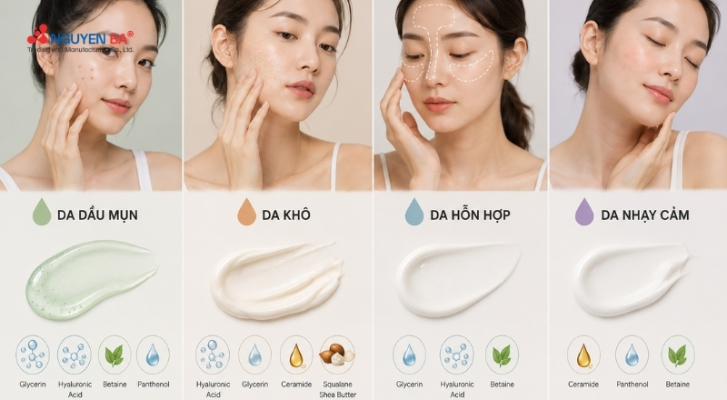Mỗi loại da cần một cách dưỡng ẩm khác nhau để đạt hiệu quả tối ưu