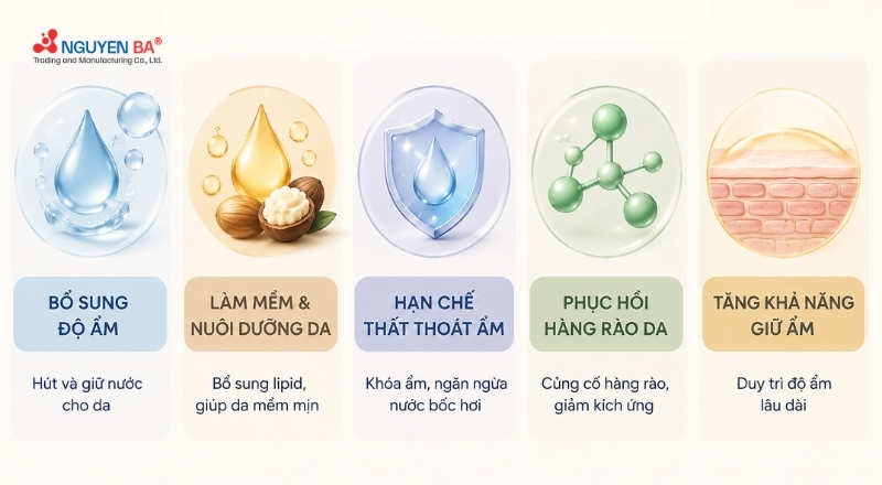 Công thức dưỡng ẩm hiệu quả cần vừa cấp nước vừa củng cố hàng rào bảo vệ da