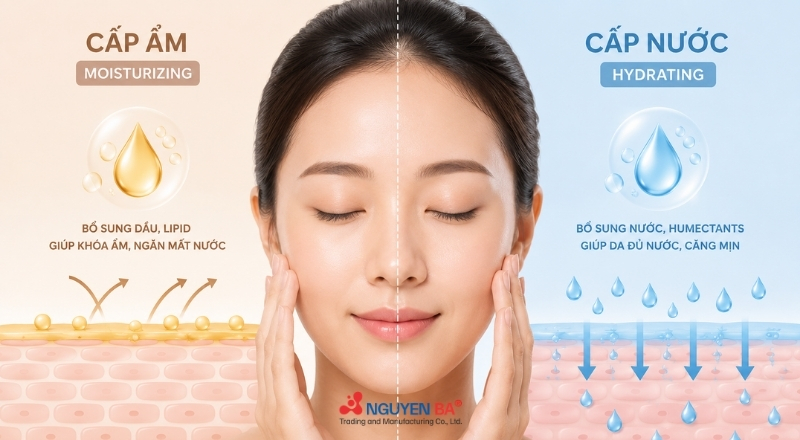 Cấp nước và cấp ẩm đều cần thiết để duy trì làn da khỏe mạnh, mềm mịn.
