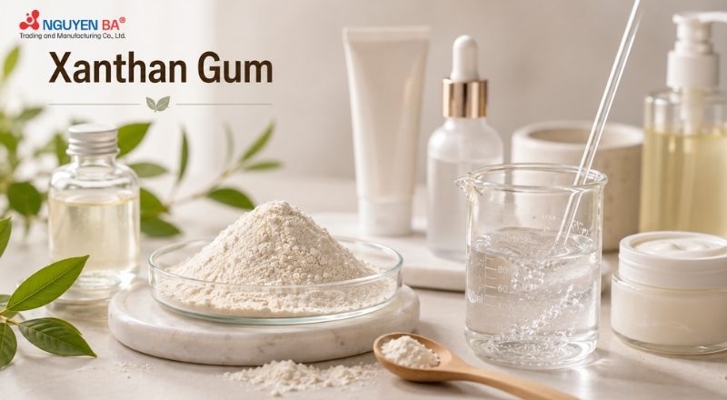 Xanthan Gum giúp tạo độ đặc, ổn định kết cấu và hạn chế tách lớp trong mỹ phẩm.