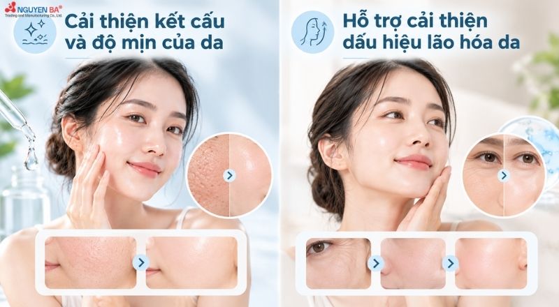 Lactic Acid giúp bề mặt da trở nên mịn màng hơn, đồng thời hỗ trợ làm giảm các dấu hiệu lão hóa sớm.