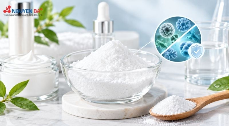 Potassium Sorbate – chất bảo quản giúp hạn chế nấm men, nấm mốc trong mỹ phẩm.
