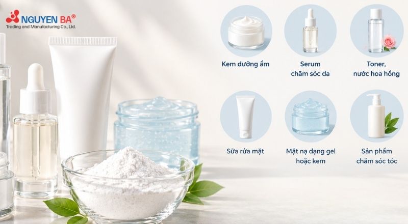 Potassium Sorbate được ứng dụng trong nhiều sản phẩm chăm sóc da và tóc.