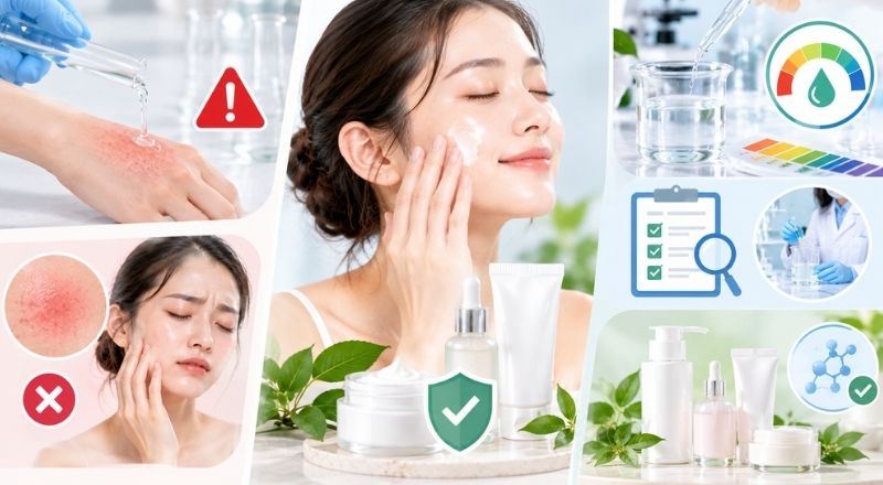 Potassium Hydroxide được kiểm soát nồng độ để đảm bảo an toàn cho da.