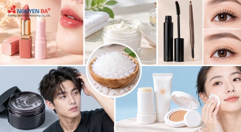 Microcrystalline Wax được ứng dụng trong nhiều sản phẩm như son, mascara và sáp tóc.  