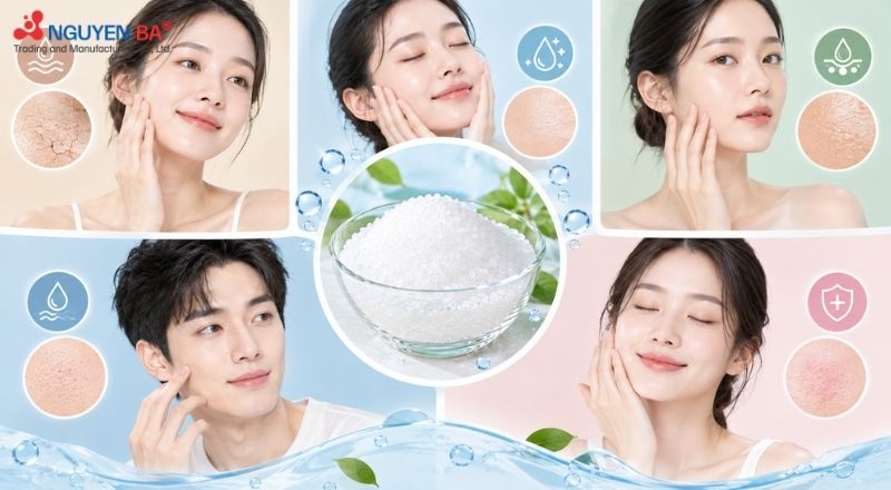 Sorbitol có thể sử dụng trong nhiều sản phẩm dành cho các loại da khác nhau.