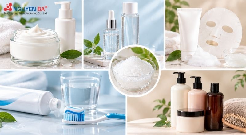 Kem dưỡng, toner, sữa rửa mặt hay dầu gội đều chứa Sorbitol.