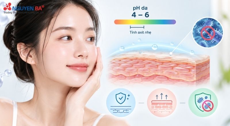 Độ pH tự nhiên của da góp phần duy trì hàng rào bảo vệ và khả năng kháng khuẩn