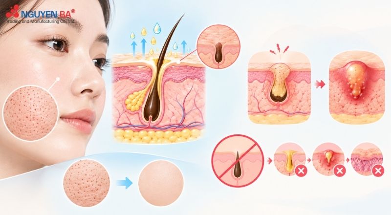 Lỗ chân lông không thể biến mất, nhưng chăm sóc đúng cách giúp da mịn màng hơn.